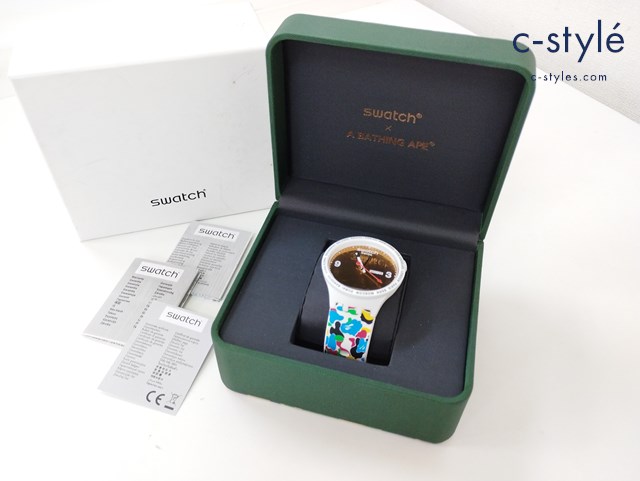 SWATCH×A BATHING APE 腕時計 クォーツ ホワイト TOKYO WHITE MULTI CAMO