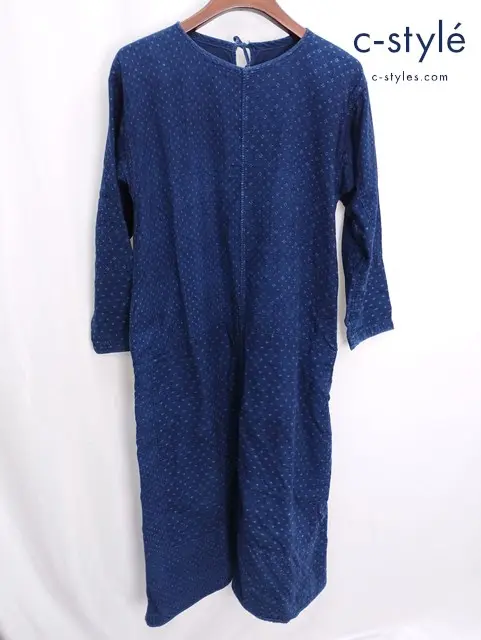 45R フォーティファイブアール ワンピース 2 インディゴ 長袖 総柄 コットン