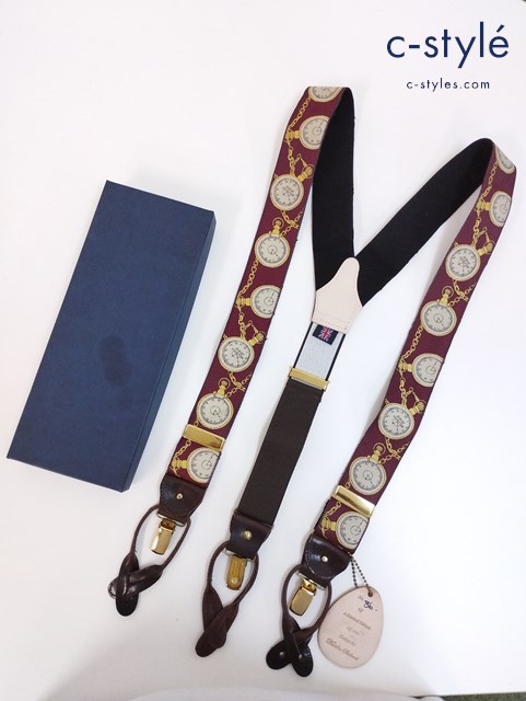 ALBERT THURSTON アルバートサーストン サスペンダー レッド 時計模様