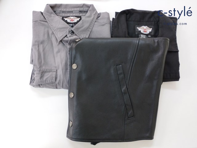 Harley-Davidson ハーレーダビッドソン レザーベスト ワークシャツ XL 98150-06VM 計3点