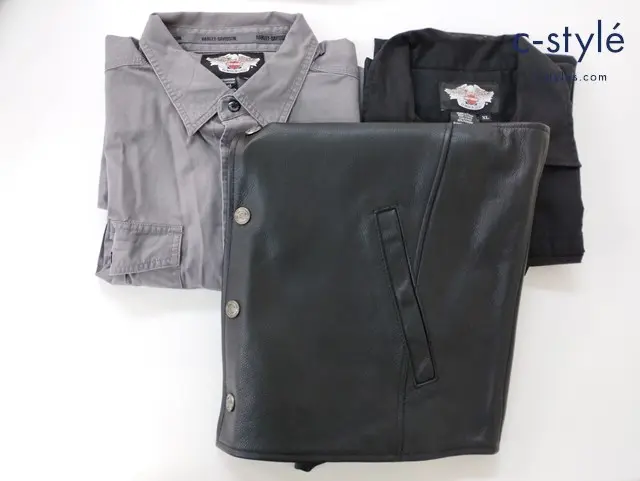 Harley-Davidson ハーレーダビッドソン レザーベスト ワークシャツ XL 98150-06VM 計3点