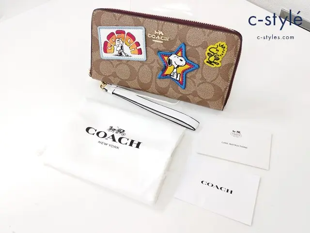 COACH コーチ 長財布 ラウンドファスナー ブラウン スヌーピー C4598