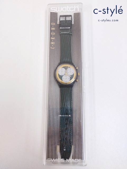 SWATCH スウォッチ 腕時計 Quartz クォーツ CHRONO クロノグラフ ブラック×グリーン SCB 107 ローラーボール