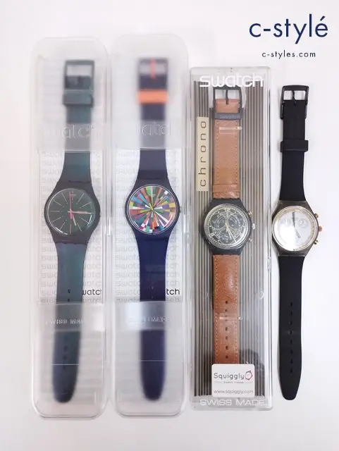 SWATCH 腕時計 クォーツ SCB113 COUNT SUON708 ARCHI-MIX SUOV101 COLOR EXPLOSION SCM100 GOLD FINGER 計4点