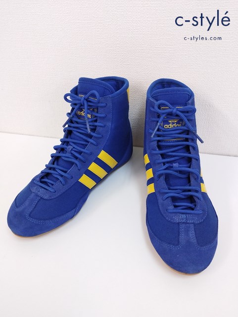 adidas スニーカー 22.5ｃｍ ブルー×イエロー Canvas Wrestling Shoes 036229 キッズ 男の子