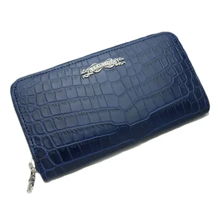 DEAL DESIGN(ディールデザイン) 財布 ラウンドジップウォレット リアルクロコ ネイビー