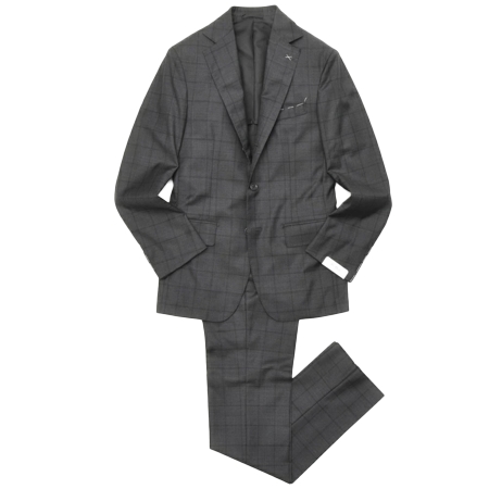 DE PETRILLO(デペトリロ) スーツ SUPER130’sウールシャークスキンウインドーペーン3B1プリーツスーツ NAPOLI/NAPOLI/ZC TW21803F