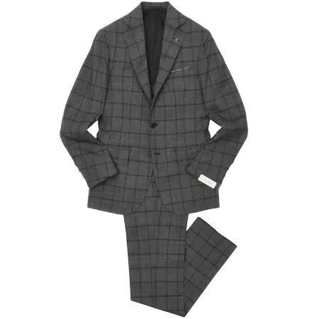 DE PETRILLO(デペトリロ) スーツ ハイツイストウールオーバーチェック3B1プリーツスーツ NAPOLI/NAPOLI/ZC TS20021F