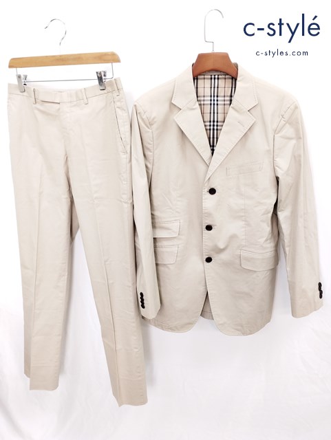 BURBERRY BLACK LABEL 2PC 3つボタン セットアップ テーラードジャケット L パンツ 76 ベージュ