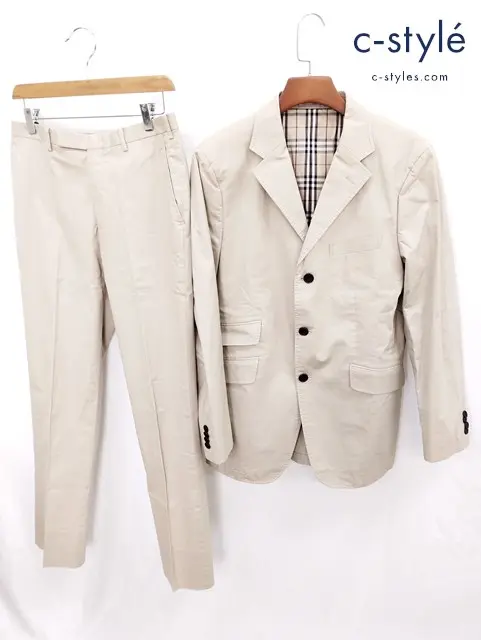 BURBERRY BLACK LABEL 2PC 3つボタン セットアップ テーラードジャケット L パンツ 76 ベージュ