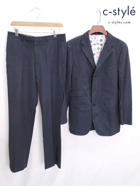BURBERRY BLACK LABEL 2PC スーツ セットアップ ジャケット L パンツ 79 ブラック系 ストライプ柄