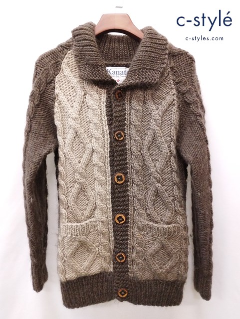 Kanata カナタ ニットカーディガン 厚手 セーター 50’ｓ Vintage ベージュ系×ブラウン系 レディース