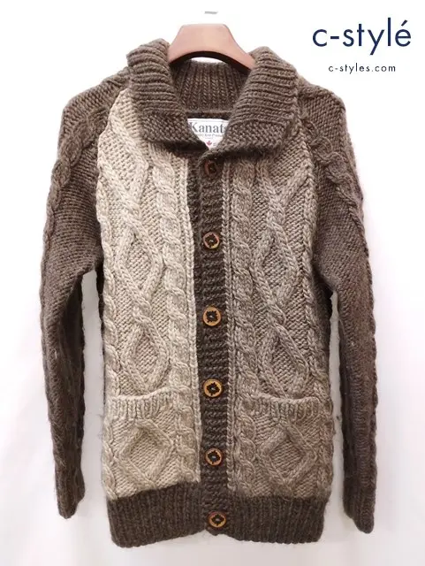 Kanata カナタ ニットカーディガン 厚手 セーター 50’ｓ Vintage ベージュ系×ブラウン系 レディース