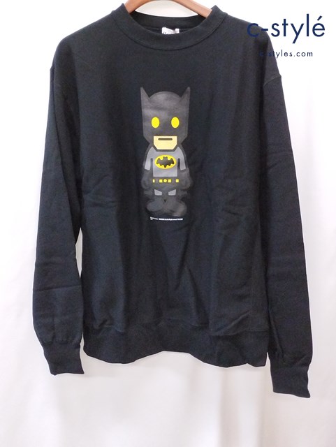 A BATHING APE アベイシングエイプ スウェット L ブラック バットマン プリント BATMAN