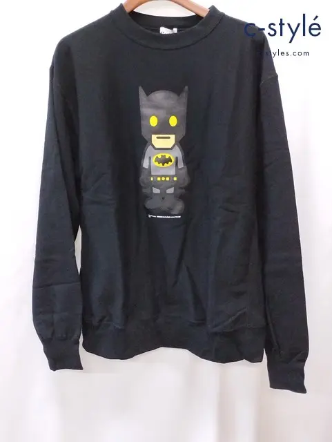 A BATHING APE アベイシングエイプ スウェット L ブラック バットマン プリント BATMAN