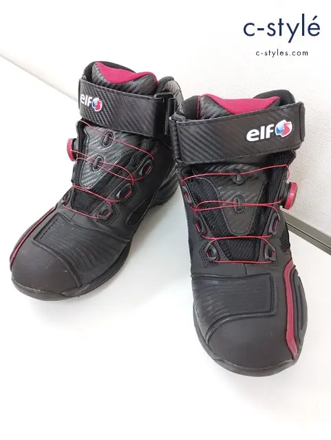 elf エルフ ELS17 ライディングシューズ 26.5cm ブラック バイク用品