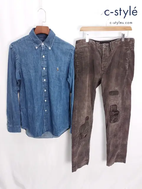 RALPH LAUREN ラルフローレン ダンガリーシャツ SP インディゴ コーデュロイパンツ 31×30 ブラウン系