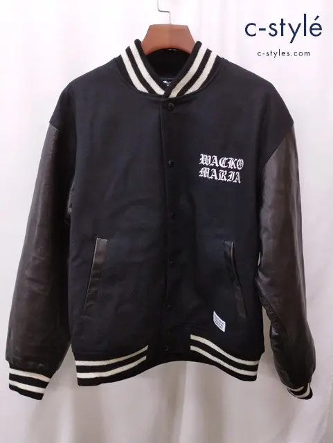 WACKCO MARIA ワコマリア 袖レザースタジャン L ブラック THE GUILTY PARTIES 23FW-WMO-BL07
