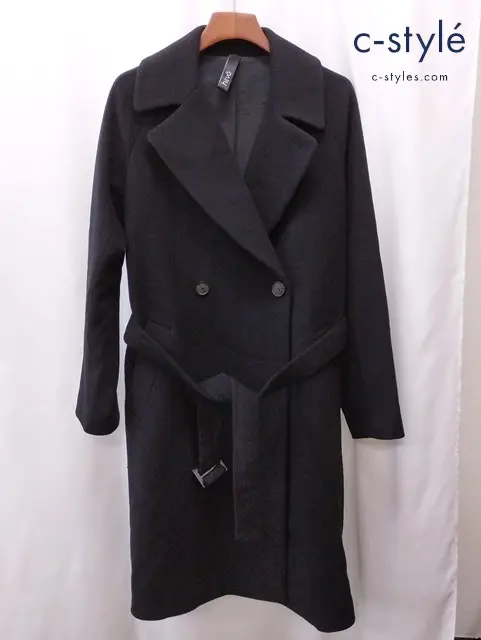HEVO イーヴォ ベルテッドコート 46 ブラック ロング丈 イタリア製