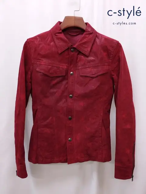 TORNADO MART トルネードマート レザーシャツジャケット M レッド 豚革 バラ TLE-0503