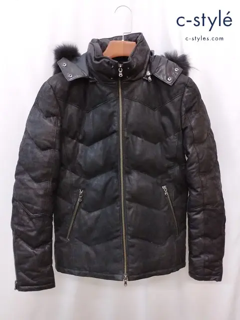 TORNADO MART トルネードマート レザーダウンジャケット M ブラック 山羊革 631-8214008