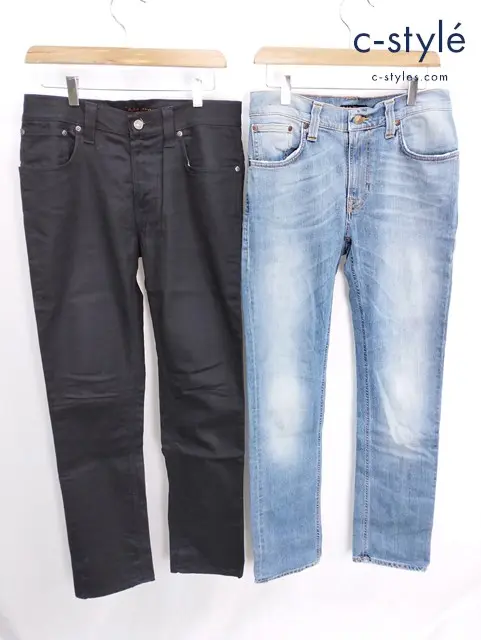 nudie jeans ヌーディージーンズ ジーパン デニムパンツ W32 インディゴ ブラック