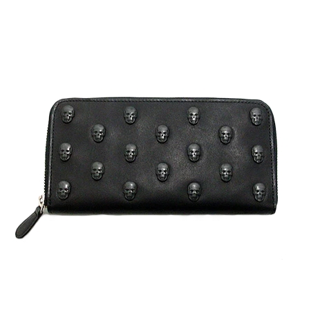 lucien pellat-finet(ルシアンペラフィネ) 財布 スカルスタッズ ラウンドファスナー