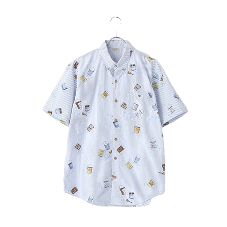 Papas(パパス) シャツ サッカーストライププリントシャツ PAINT CAN