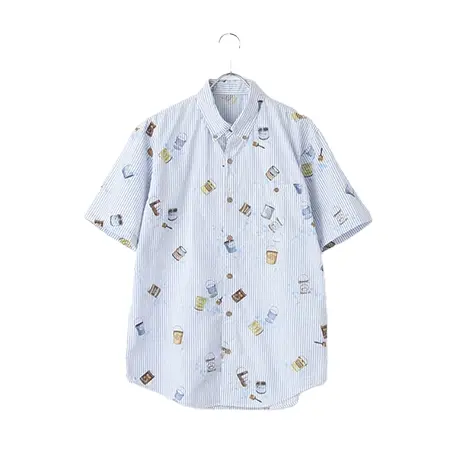 Papas(パパス) シャツ サッカーストライププリントシャツ PAINT CAN