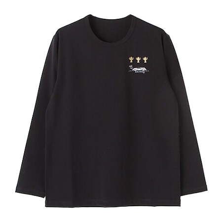 Papas(パパス) Tシャツ 刺繍クルーネック長袖Tシャツ