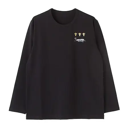 Papas(パパス) Tシャツ 刺繍クルーネック長袖Tシャツ