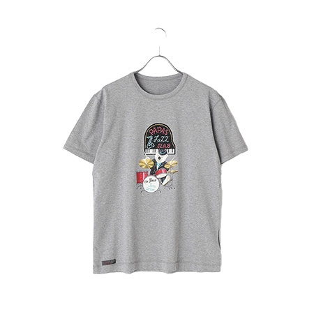 Papas(パパス) Tシャツ コットン天竺プリント半袖Tシャツ JAZZ BEAR