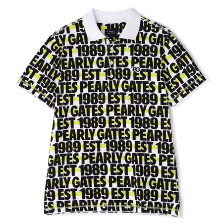 PEARLY GATES(パーリーゲイツ) ポロシャツ ラッチパイル インドコットン 半袖ポロシャツ ボーダーロゴ柄