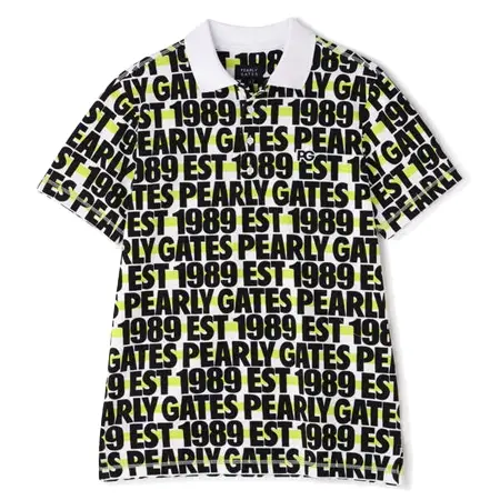 PEARLY GATES(パーリーゲイツ) ポロシャツ ラッチパイル インドコットン 半袖ポロシャツ ボーダーロゴ柄