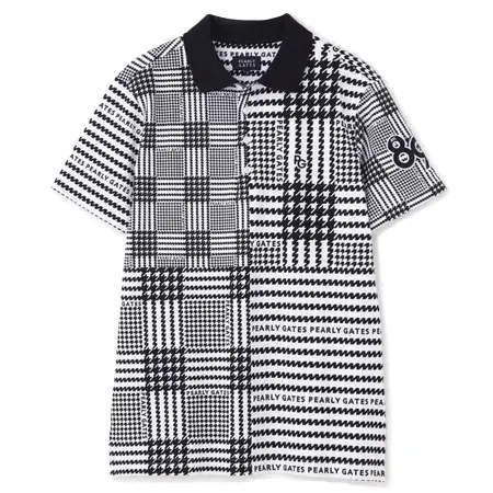 PEARLY GATES(パーリーゲイツ) ポロシャツ コンパクト度詰表カノコ半袖ポロシャツ グレンチェックロゴ柄