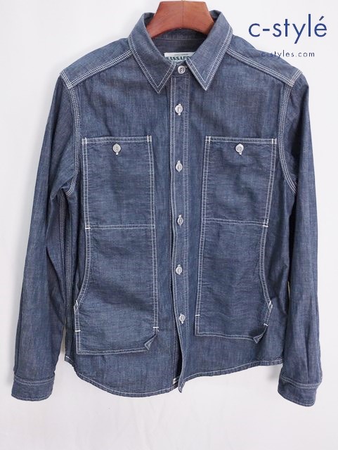 SASSAFRAS ササフラス 長袖シャツ S インディゴ系 コットン