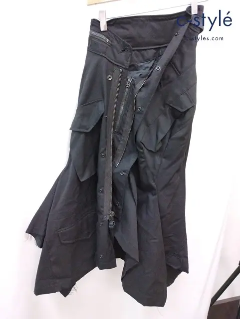 JUNYA WATANABE COMME des GARCONS ウールギャバM-65再構築スカート SS ブラック