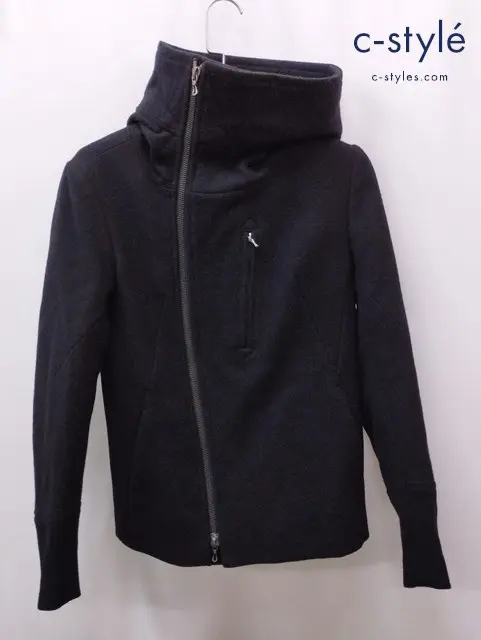 ATTACHMENT アタッチメント フーデッドウールコート 1 ブラック ウール100% ジップアップ フード 日本製