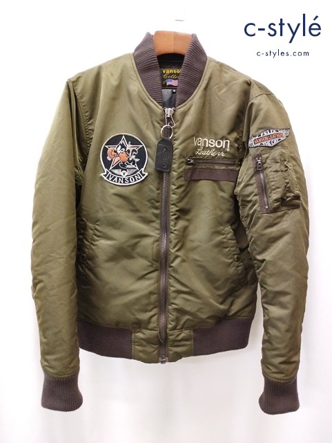 VANSON × FELIX バンソン フェリックス MA-1 M カーキ ジャケット the CAT ジップアップ ワッペン