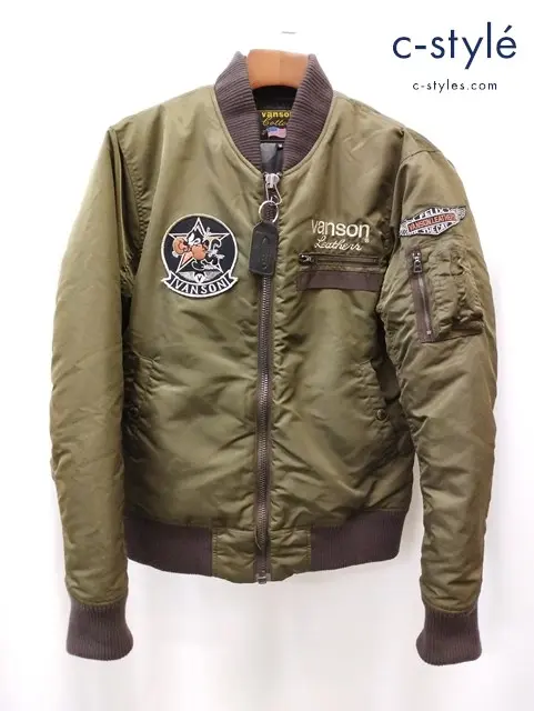 VANSON × FELIX バンソン フェリックス MA-1 M カーキ ジャケット the CAT ジップアップ ワッペン