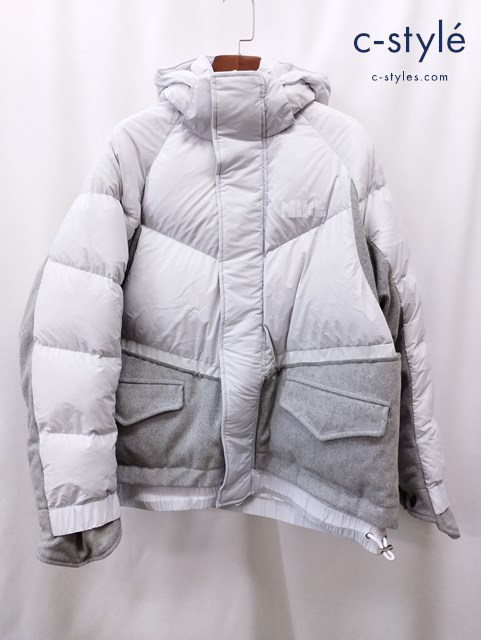 NIKE×sacai ナイキ×サカイ ダウンジャケット L ホワイト×グレー NRG PARKA CT3269-043 ジップアップ