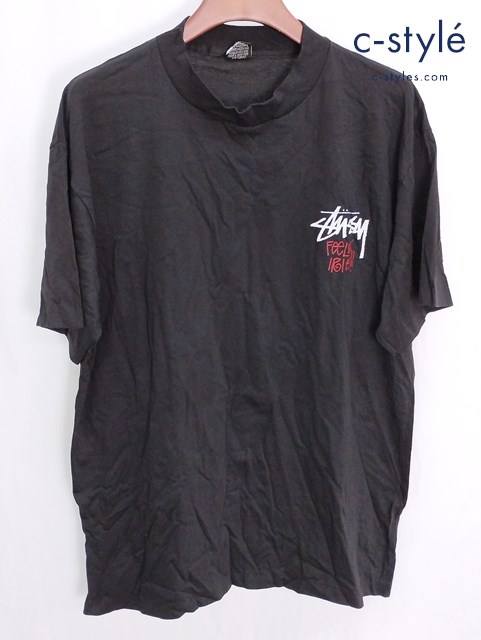 STUSSY ステューシー 80ｓ 半袖Tシャツ FEELIN IRIE!!! XL ブラック プリントTシャツ 黒タグ