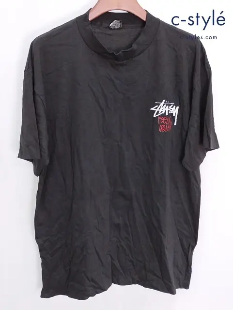 STUSSY ステューシー 80ｓ 半袖Tシャツ FEELIN IRIE!!! XL ブラック プリントTシャツ 黒タグ