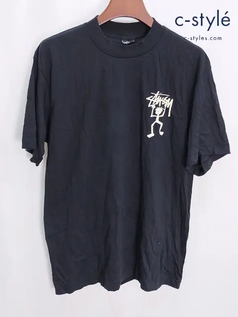 STUSSY ステューシー 80ｓ 半袖Tシャツ シャドーマン L ブラック 両面プリントTシャツ 黒タグ