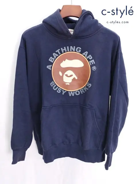 A BATHING APE アベイシングエイプ トレーナー L ネイビー コットン100%