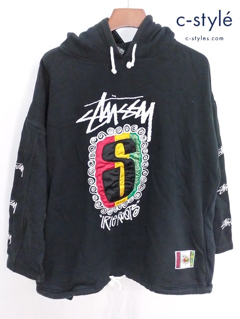 STUSSY ステューシー スウェットパーカー FREE ブラック ラスタクラウン “FEELIN IRIE”