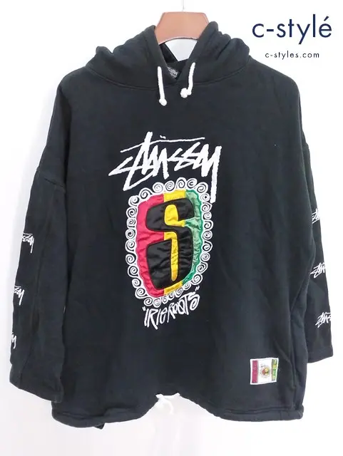 STUSSY ステューシー スウェットパーカー FREE ブラック ラスタクラウン “FEELIN IRIE”