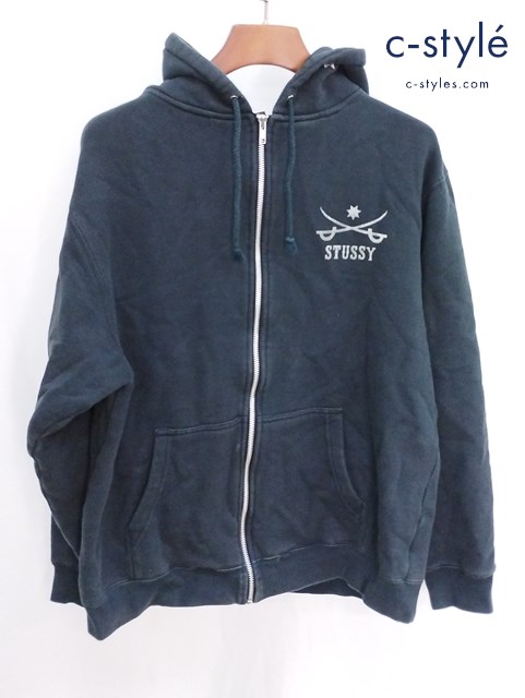 STUSSY ステューシー ジップアップパーカー L ネイビー ジップアップ INTERNATIONAL