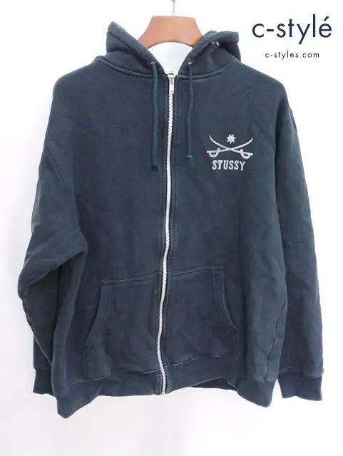 STUSSY ステューシー ジップアップパーカー L ネイビー ジップアップ INTERNATIONAL