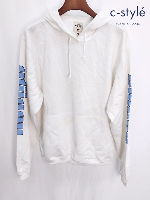 STUSSY ステューシー アームプリントプルオーバーパーカー M ホワイト